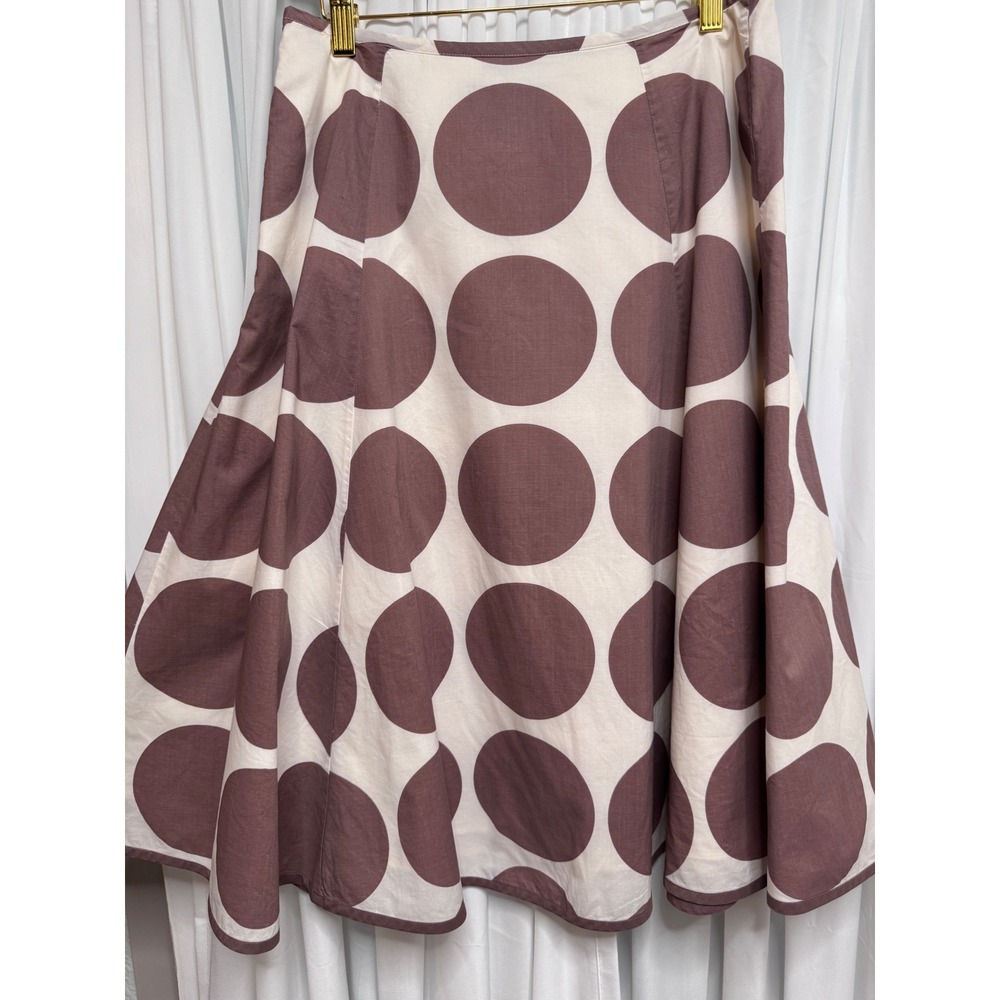 Boden Brown Cream Polka Dot A-Line Midi Skirt Size 10L - Picture 7 of 8